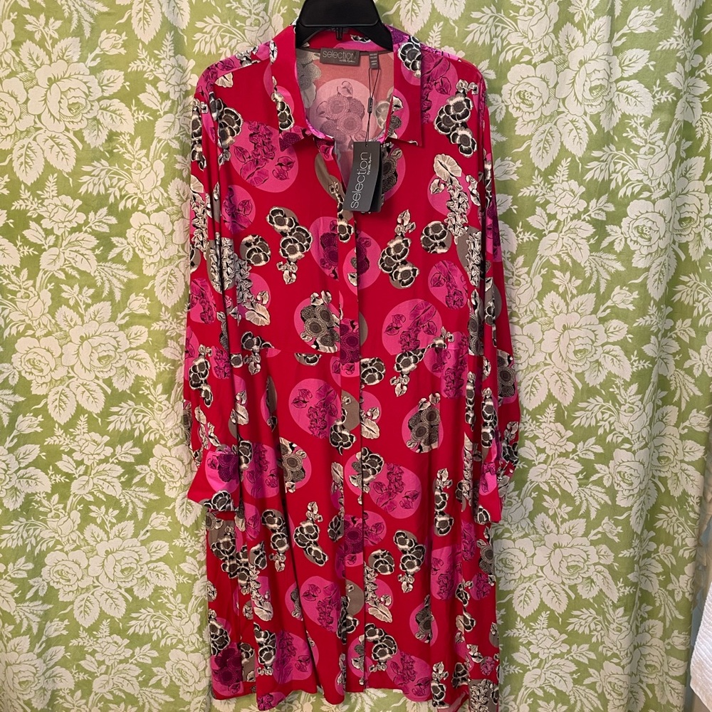 Selection by, Ulla Popken Red and Pink Dress